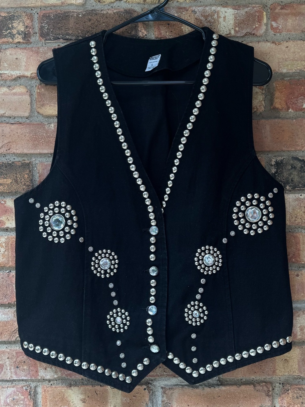Apache 100% Cotton Black Studded Western Vest - Women Jackets & Coats